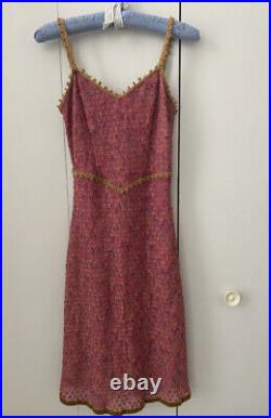 Vintage Betsey Johnson Pink Dress Size M Tweed Velvet 90s