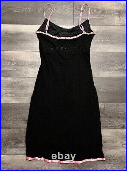 Vintage Betsey Johnson Sheer Swiss Dot Mesh & Lace Floral Dress Gilmore Girls