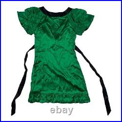 Vintage Betsey Johnson Silk Slip Dress Babydoll 90s Emerald Green Mini 0 y2k