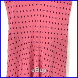 Vintage Betsey Johnson Size 8 Silk Slip Dress Polka Dot Frill Midi Rockabilly