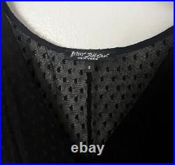 Vintage Betsey Johnson Slip Dress Black Dot Mesh Sheer Lace New York 90s Small