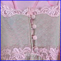 Vintage Betsey Johnson Slip Dress Lace Mesh NWT Fairycore Y2K Green Pink