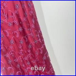 Vintage Betsey Johnson ULTRA Slip Dress Red Y2K Silk Lace Eyelet Club Punk Sz S