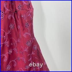 Vintage Betsey Johnson ULTRA Slip Dress Red Y2K Silk Lace Eyelet Club Punk Sz S