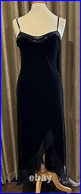 Vintage Betsey Johnson Velvet Mesh Dress Beaded Neckline S