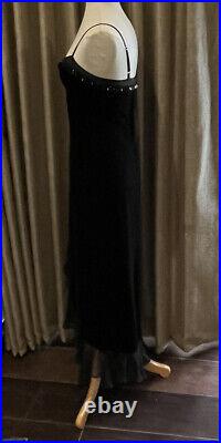 Vintage Betsey Johnson Velvet Mesh Dress Beaded Neckline S
