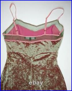 Vintage Betsey Johnson Velvet Slip Dress Pink Green Medium