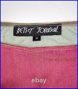Vintage Betsey Johnson Velvet Slip Dress Pink Green Medium