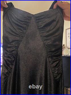 Vintage Betsey Johnson Women's Midi Halter Slip Glitter Dress Size 8 Made In USA