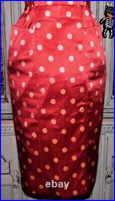Vintage Betsey Johnson Y2K Amy Winehouse Red Polka Dot Bodycon Slip Dress Small