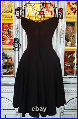 Vintage Betsey Johnson Y2K Black Sweetheart Corset Bust Flare Dress Size Small P