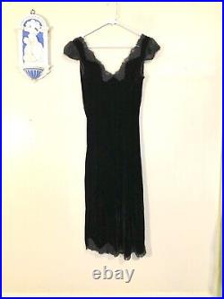 Vintage Betsey Johnson black velvet midi dress, sz M