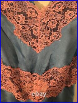Vintage Betsey Johnson blue silk pink lace dress sz 8