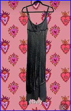 Vintage Betsey Johnson midi Velvet Burnout milkmaid ribbon Midi Dress Size Large