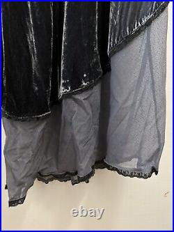 Vintage Betsey Johnson midi Velvet Burnout milkmaid ribbon Midi Dress Size Large