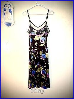 Vintage Betsey Johnson velvet floral midi dress, sz M