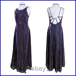 Vintage Betsy & Adam Prom Dress Long Maxi Gown Colorshift Blue Gold Slip 12