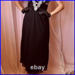 Vintage Black Chiffon Lace Slip Dress