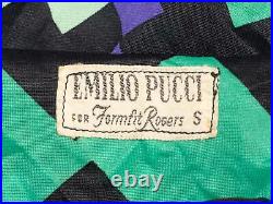 Vintage Black & Multicolor Emilio Pucci for Formfit Rogers Slip Dress Size S