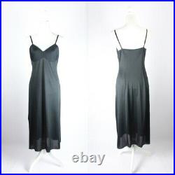 Vintage Black Nylon Vanity Fair Slip Dress Lingerie Negligee Nightgown