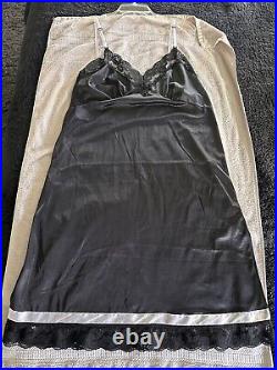 Vintage Black Satin Dress Slip Size 44