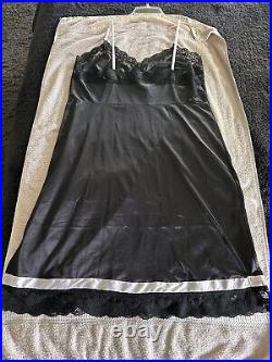 Vintage Black Satin Dress Slip Size 44