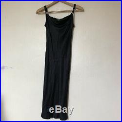 Vintage Black Slip Cowl Neck Night Cami Dress Benetton Wool Blend