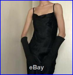 Vintage Black Slip Cowl Neck Night Cami Dress Benetton Wool Blend
