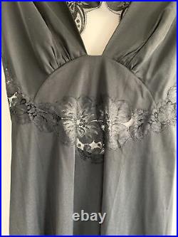 Vintage Blanche NOS Black Slip Dress Nightgown Lace Size M