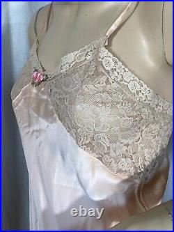 Vintage Bloomer Slip romper 100% Silk flapper 1920s chemise Lace pink S negligee