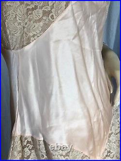 Vintage Bloomer Slip romper 100% Silk flapper 1920s chemise Lace pink S negligee