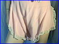 Vintage Bloomer Slip romper 100% Silk flapper 1920s chemise Lace pink S step in