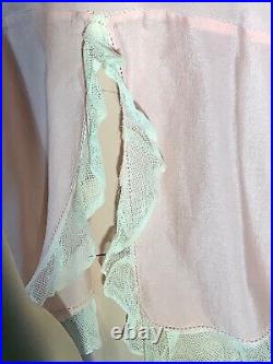 Vintage Bloomer Slip romper 100% Silk flapper 1920s chemise Lace pink S step in