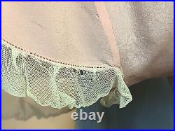 Vintage Bloomer Slip romper 100% Silk flapper 1920s chemise Lace pink S step in