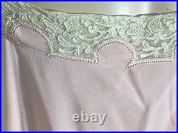 Vintage Bloomer Slip romper 100% Silk flapper 1920s chemise Lace pink S step in