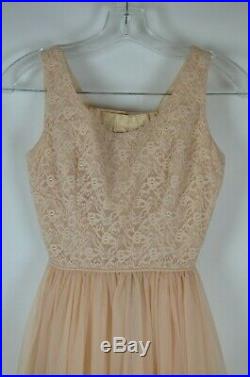 Vintage Blush Pink Floral Lace Dress with Slip Size Small