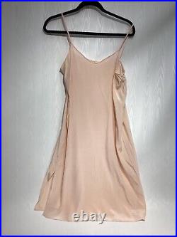 Vintage Boudoir Peach Silk Nightie Chemise Slip Dress French Seams 39 Bust