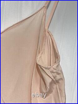 Vintage Boudoir Peach Silk Nightie Chemise Slip Dress French Seams 39 Bust