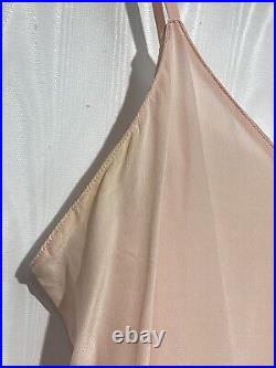 Vintage Boudoir Peach Silk Nightie Chemise Slip Dress French Seams 39 Bust