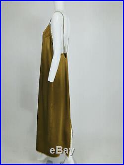 Vintage Bronze Gold Silk and Lace Maxi Slip Caftan Dress 1970s England XL