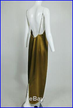 Vintage Bronze Gold Silk and Lace Maxi Slip Caftan Dress 1970s England XL