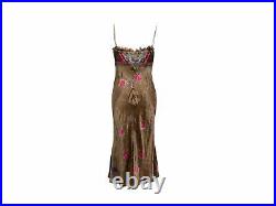 Vintage Brown & Multicolor Iceberg Silk Slip Dress 46
