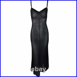 Vintage C. 1995 Dolce & Gabbana Pin-Up Sheer Black Silk Long Slip Dress