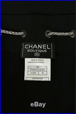 Vintage CHANEL silver chain CC embellished black rayon slip dress FR36 US2 UK8 S