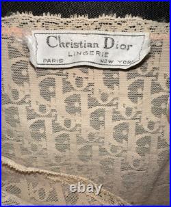 Vintage CHRISTIAN DIOR Slip Dress Nightgown Lingerie LOGO LACE Gorgeous