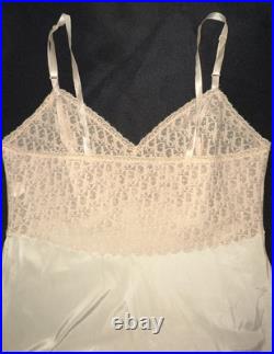 Vintage CHRISTIAN DIOR Slip Dress Nightgown Lingerie LOGO LACE Gorgeous