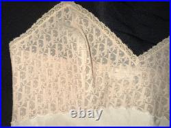 Vintage CHRISTIAN DIOR Slip Dress Nightgown Lingerie LOGO LACE Gorgeous