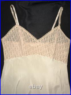 Vintage CHRISTIAN DIOR Slip Dress Nightgown Lingerie LOGO LACE Gorgeous