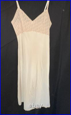 Vintage CHRISTIAN DIOR Slip Dress Nightgown Lingerie LOGO LACE Gorgeous