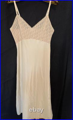 Vintage CHRISTIAN DIOR Slip Dress Nightgown Lingerie LOGO LACE Gorgeous